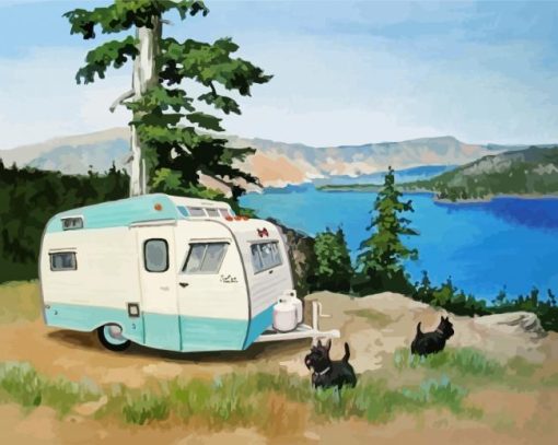 Travel Trailer by Lake Art paint by numbers