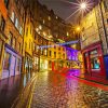 Victoria Street Edinburgh by Night paint by numbers