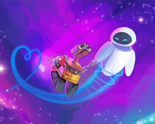 Wall E and Eve in Space paint by numbers