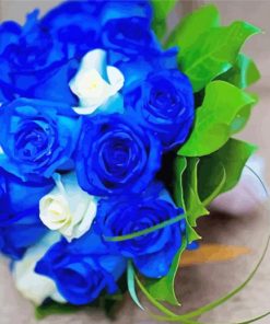 White And Blue Flowers Bouquet paint by numbers