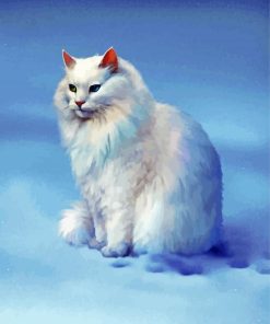 White Snow Cat Persian paint by numbers