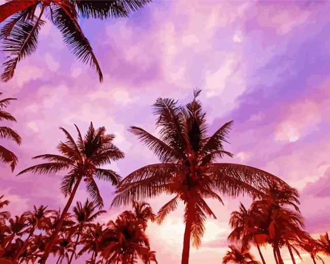 Aesthetic Sunset Palm Trees paint by numbers