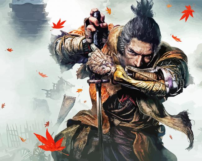 Aesthetic Sekiro Game Character Paint By Numbers - PaintingByNumbersKit.COM