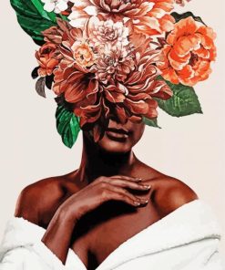 Beautiful Floral Black Woman paint by numbers