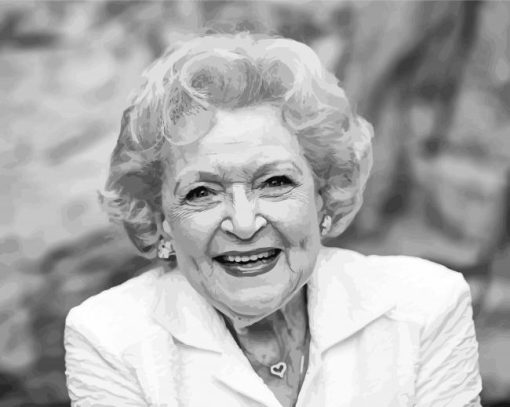 Black and White Betty White paint by numbers