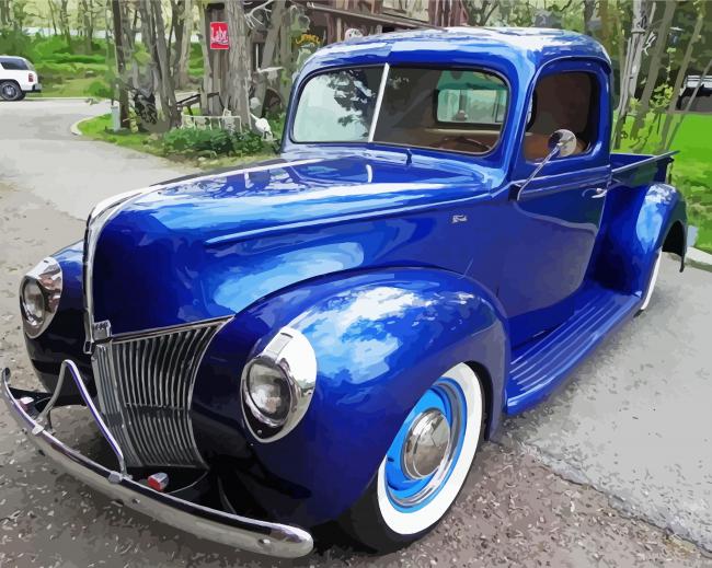 Blue 40 Ford Car paint by numbers