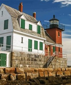 Rockland Breakwater Lighthouse paint by numbers