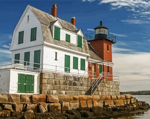 Rockland Breakwater Lighthouse paint by numbers