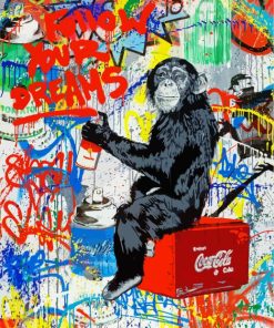 Colorful Banksy Monkey paint by numbers