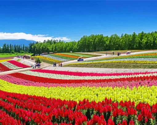Colorful Flower Trail paint by numbers