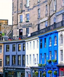 Colorful Victoria Street Edinburgh paint by numbers