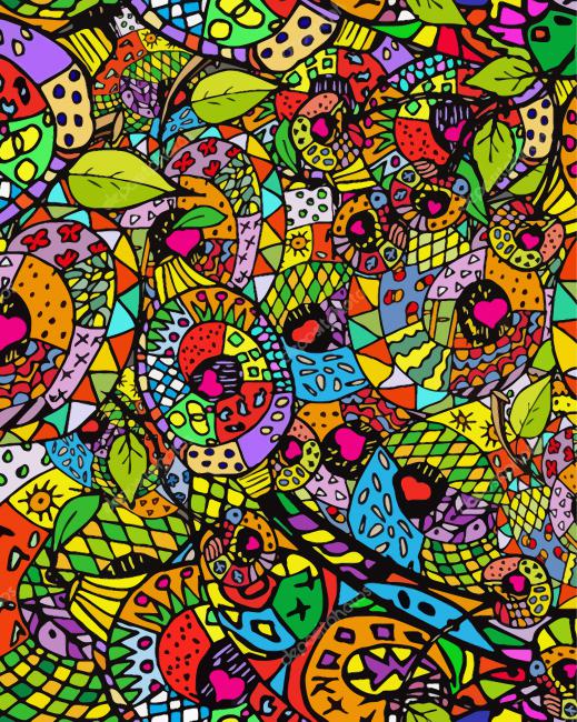 Colorful Zentangle paint by numbers