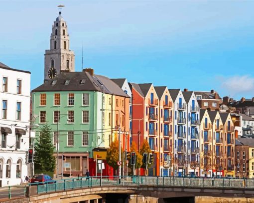 Colorful Buildings Cork City paint by numbers