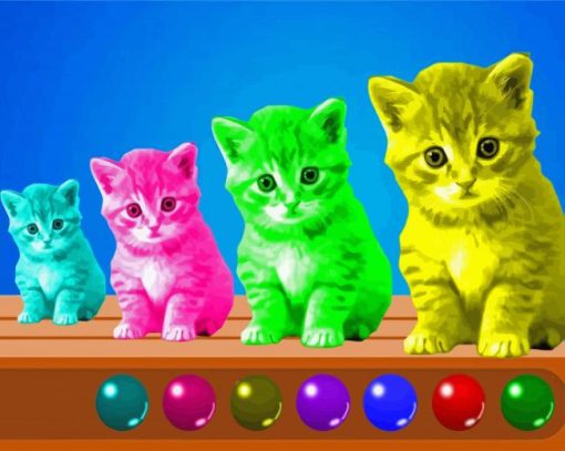 Colorful Kittens Pets paint by numbers