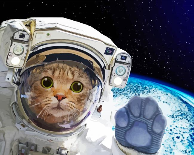 Cute Animal Astronaut in Space - Paint By Numbers 