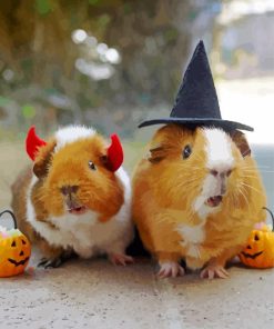 Cute Little Hamsters Dressed for Halloween paint by numbers