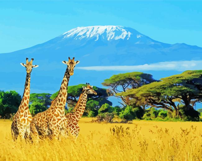 Giraffe Animal Kenya paint by numbers