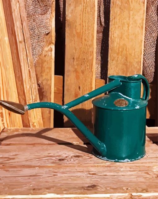Green Watering Can paint by numbers