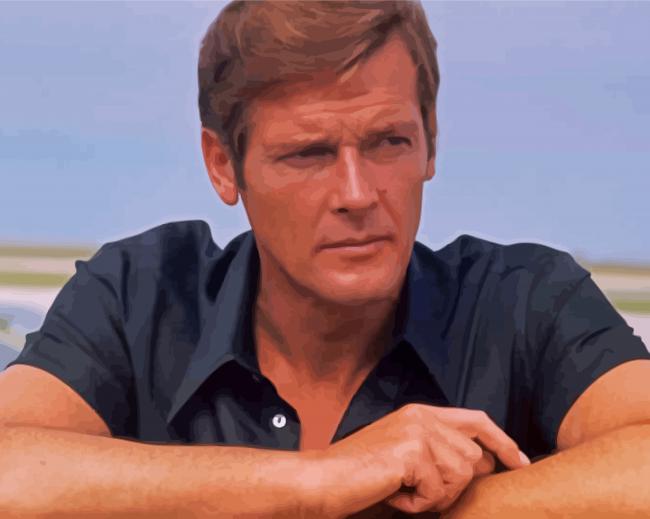 Handsome Roger Moore paint by numbers