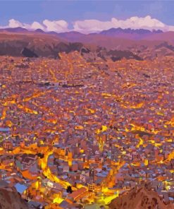 La Paz Bolivia at Night paint by numbers