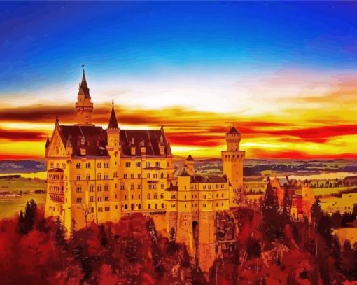 Neuschwanstein Castle at Sunset paint by numbers