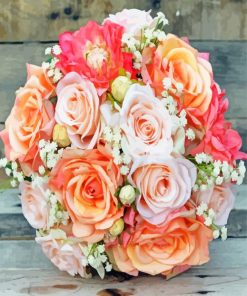 Peachy Coral Flowers paint by numbers