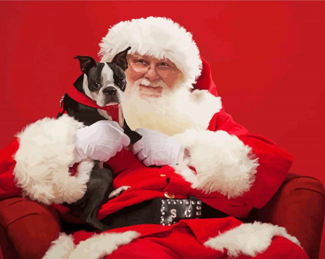 Santa with a Puppy paint by numbers