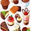 Set of Chocolate Sweets Cakes paint by numbers