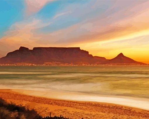 Tafelberg Seascape Sunset paint by numbers