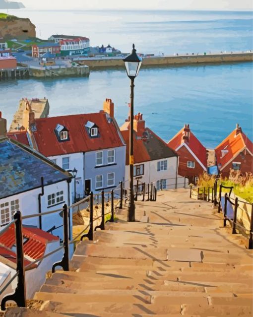 Whitby England Seascape paint by numbers