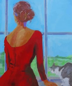 Woman with Cat in the Window paint by numbers