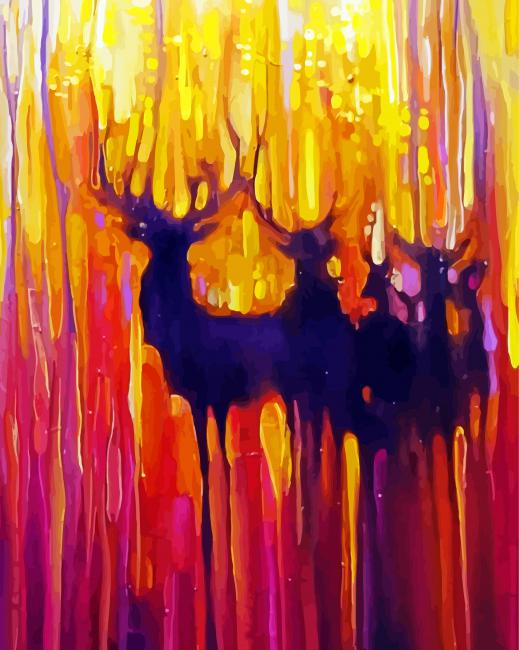 Aesthetic Deers Abstract paint by number