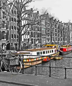 Amsterdam Colorful Barges paint by number
