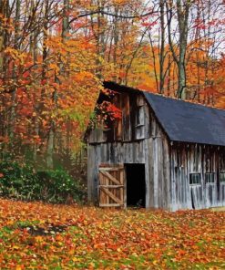 Autumn Barn paint by number