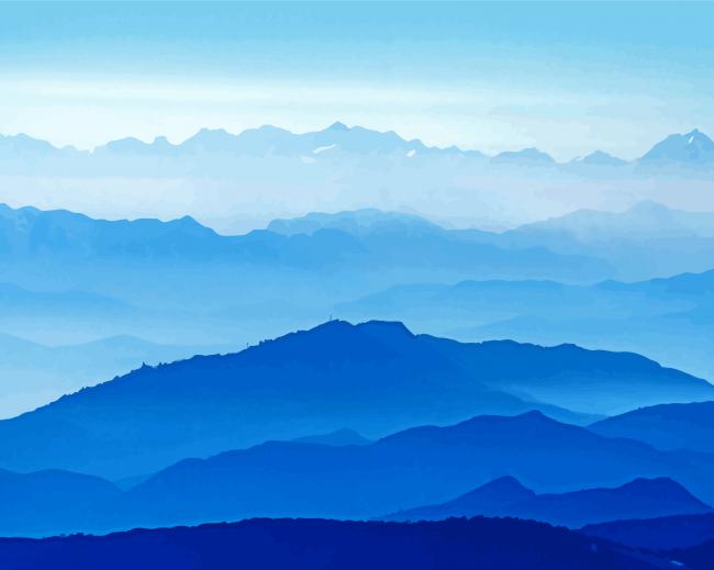 Blue Landscape Mountains paint by number