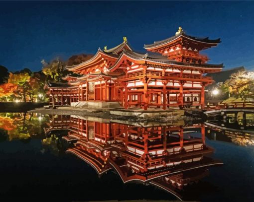 Byodo In Temple Reflection paint by number