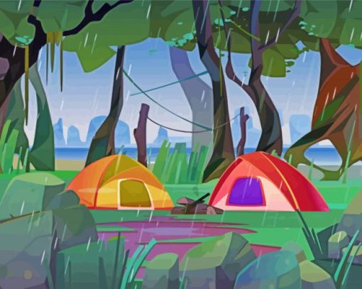 Camping In The Rain paint by number