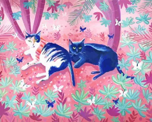 Cats In Garden paint by number