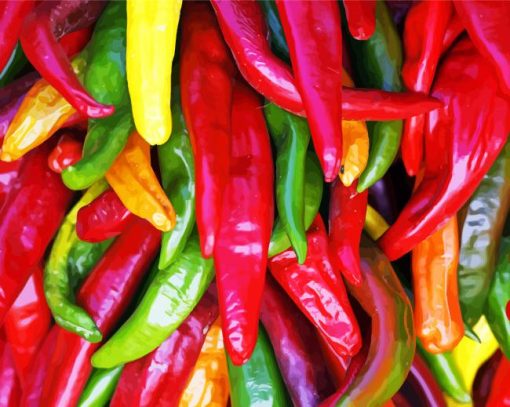 Colorful Chile Peppers paint by number