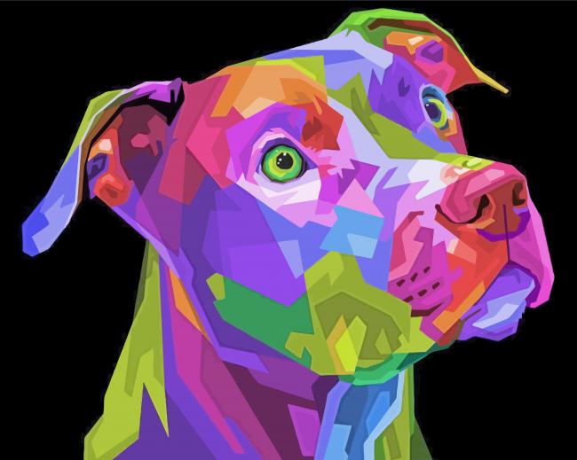 Colorful Pit Bull Art paint by number