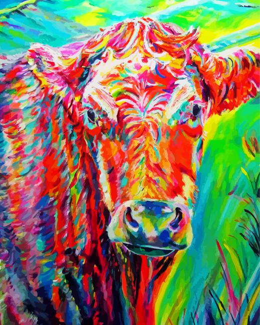 Colourful Cow paint by number