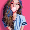 Cute Girl With Bubble Gum paint by number