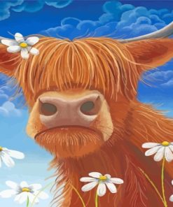 Cute Cow With Daisies paint by number