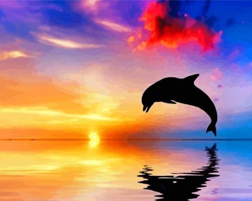 Dolphin At Sunset paint by number