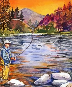 Fly Fishing At Sunset paint by number