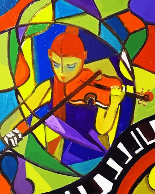Girl With Violin Abstract paint by number