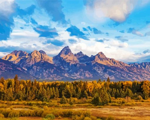 Grand Tetons Landscape paint by number