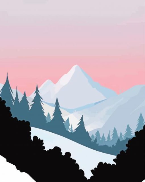 Snowy Mountains paint by number