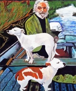 Man In Boat With dogs Art paint by number