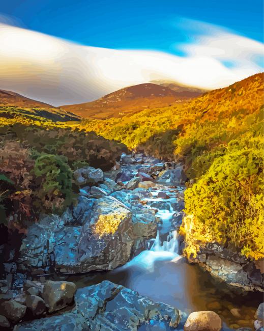 Mourne Mountains Waterfall paint by number